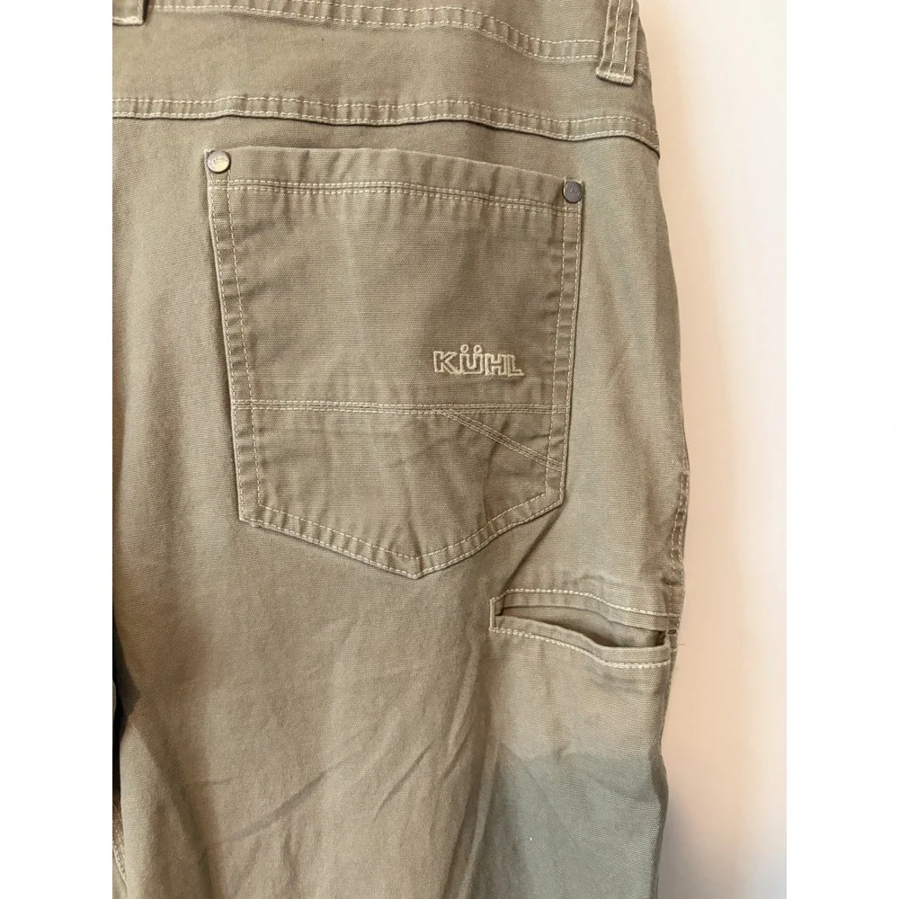 Kuhl Pants Mens Sz 38x30 Tan Kanvus Jean Canvas Patina Dye Outdoor Hiking EUC